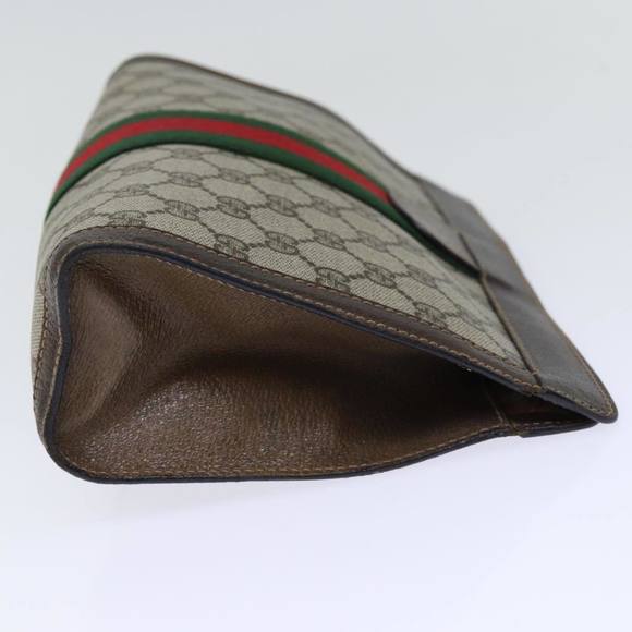 GUCCI GG Supreme Web Sherry Line Clutch Bag PVC Beige Red 89 01 002 Auth yk12307 - Picture 4 of 16